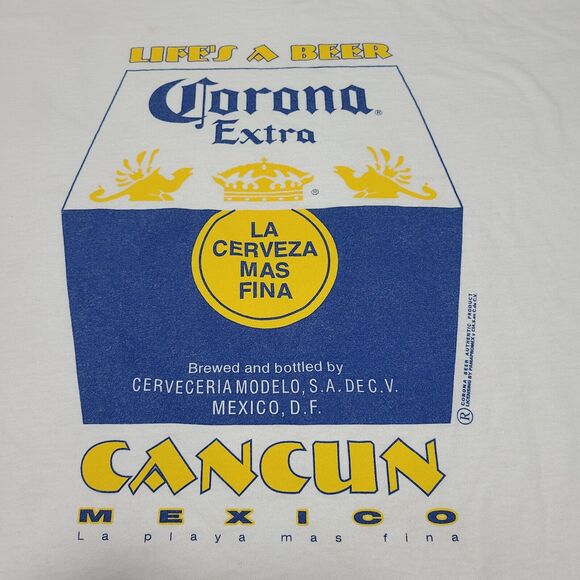Vintage 90s Corona Extra Cancun Mexico T-Shirt Size 2XL Men's Beer Cerveza - Picture 2 of 10